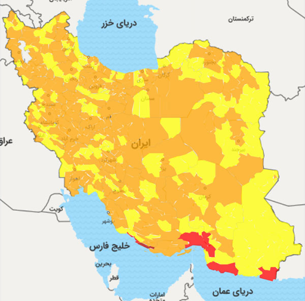  رنگ بندی شهرها کرونا